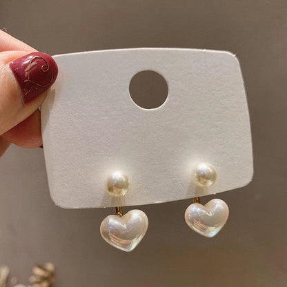 2025 New Korean Style Contracted Heart Pearl Earrings For Women Sweet Flower Zircon Geometric Stud Earring Girl Party Jewelry