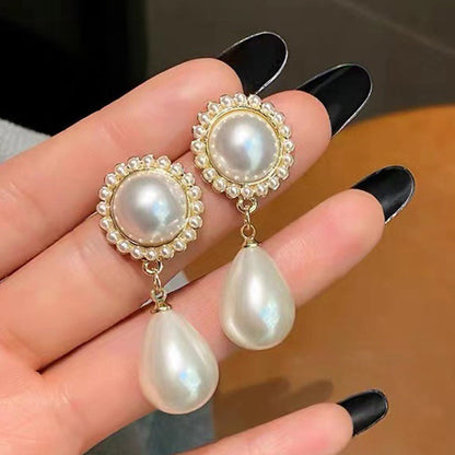 2025 New Korean Style Contracted Heart Pearl Earrings For Women Sweet Flower Zircon Geometric Stud Earring Girl Party Jewelry